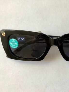 New Black Rectangle Peepers Sun Bifocal Readers +1.50